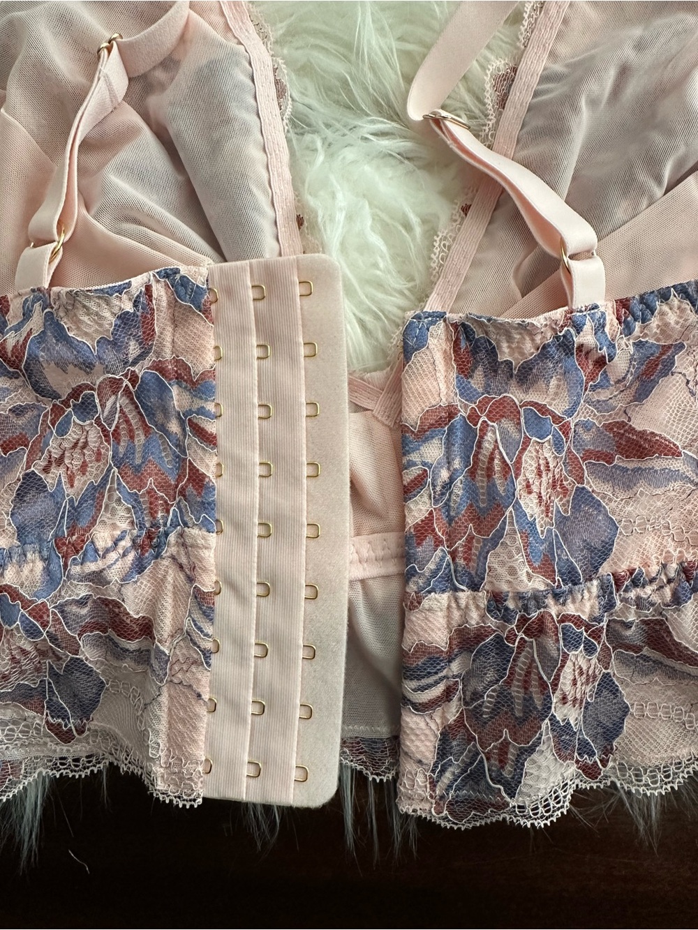 NWT Cosabella Paradiso Curvy Plungie Bralette Pink Lilly Luzerne Blue Large - Picture 4 of 6
